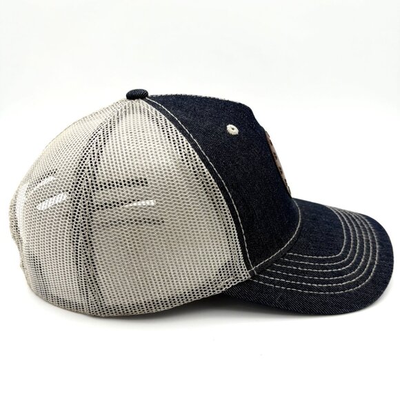 GRUNT STYLE Betsy Ross Faux Leather Patch Denim & Mesh Trucker Hat / Cap America - Picture 5 of 11